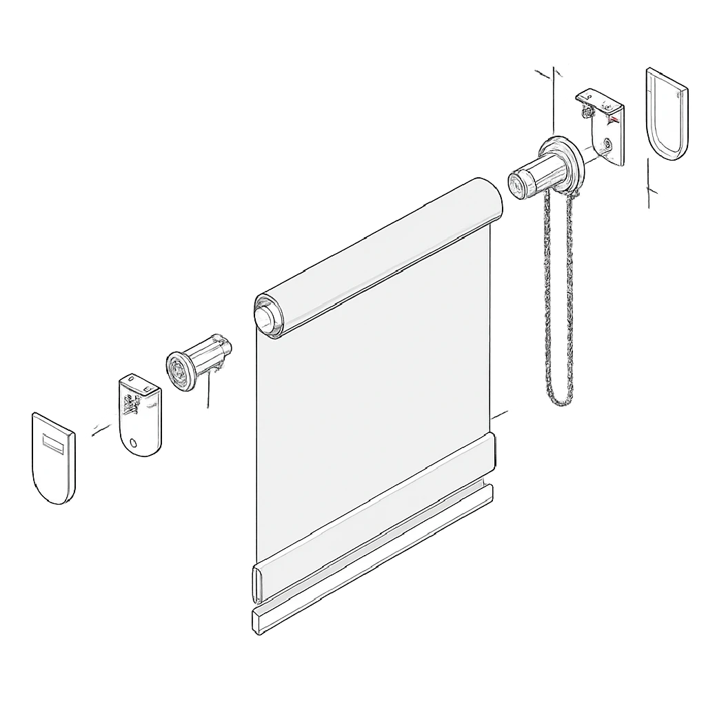 How Roller are fitted and operate – labelled diagram